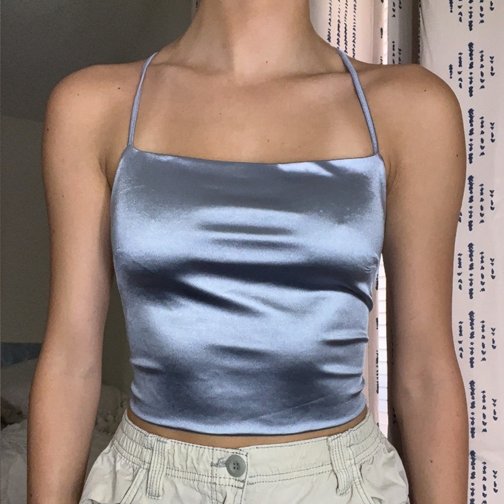 SHEIN Blue Sleeveless Crop Camisole